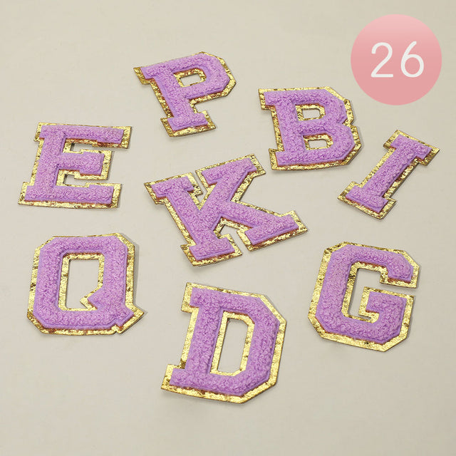 Madeline Love Gold, Purple 26PCS - Iron On Decorative Monogram Applique Patch - Jewelry