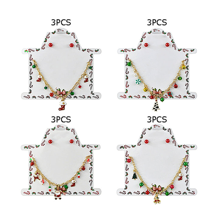 Assorted 12PCS - Festive Christmas Charm Station Necklace Set