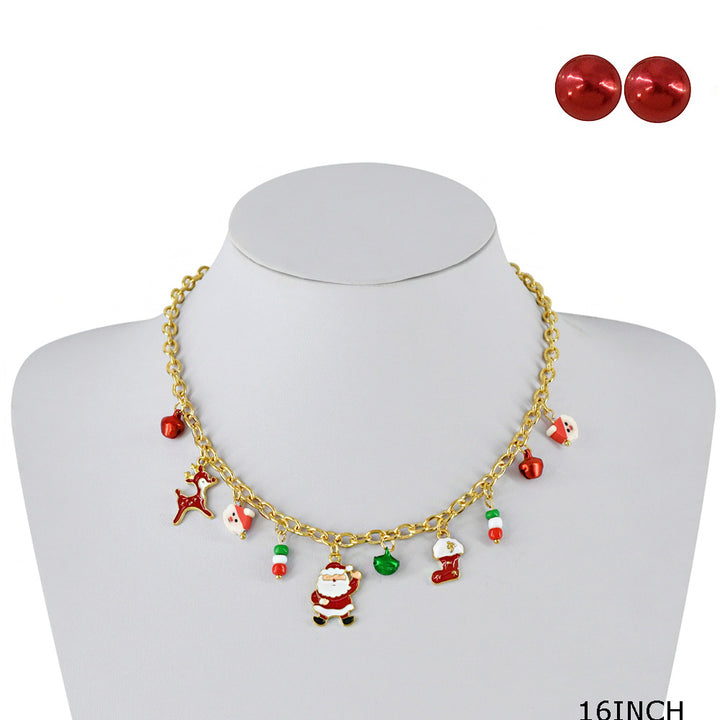 Assorted 12PCS - Festive Christmas Charm Station Necklace Set