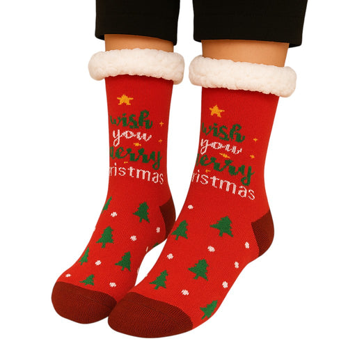 6Pairs - Non-Slip Christmas Plush Sherpa Slipper Socks - Assorted