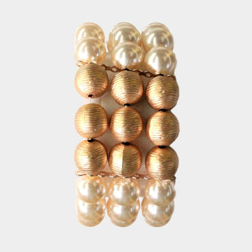Madeline Love Gold Pearl Multi Beaded Stretch Bracelet - Bracelets