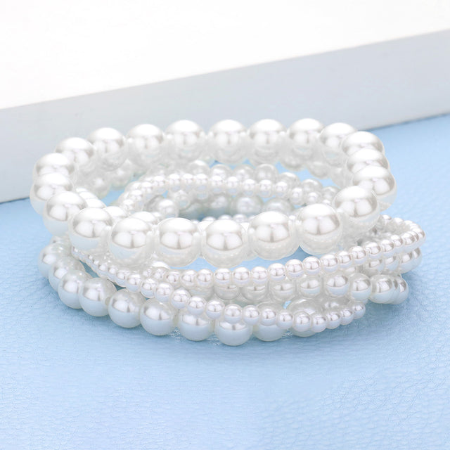 Madeline Love White 7PCS - Pearl Stretch Bracelets