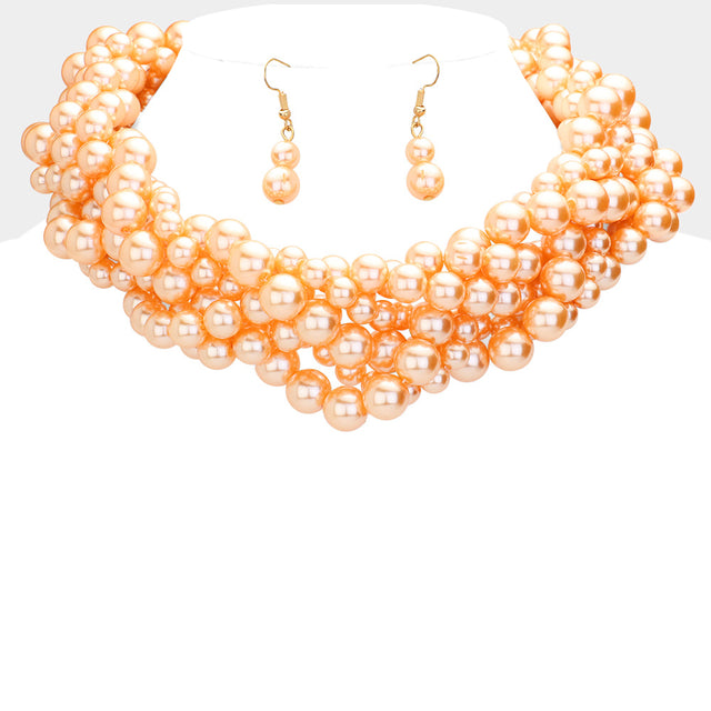 Madeline Love Brown Twisted Multi-Strand Pearl Necklace - Necklaces