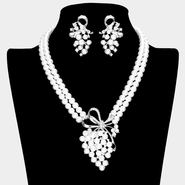Madeline Love Silver, White Pearl Grape Pendant Necklace - Necklaces