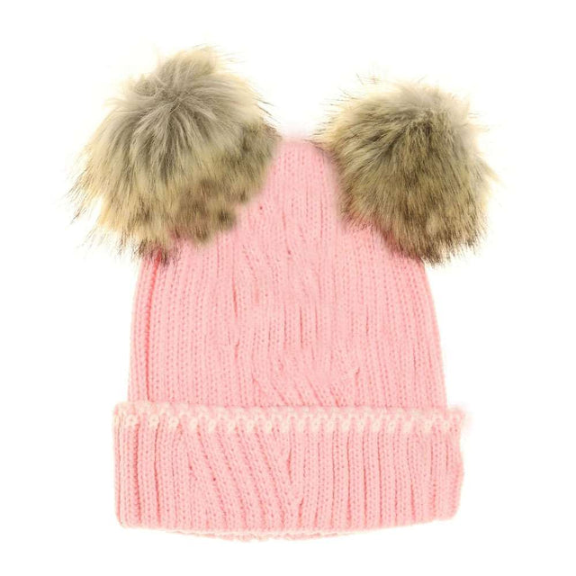Pale Pink BABY Solid Knit Double Fur Pom Beanie combines warmth and style with its solid knit fabric and plush double fur pompom. Designed to keep little heads cozy during cold weather, it offers gentle stretch for a comfortable fit. The high-quality knit ensures durability, while the soft double fur pom adds an adorable, classic touch to any outfit. Ideal for everyday wear or outdoor adventures, this beanie provides expert-approved protection against the chill without compromising on style. 