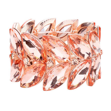 Peach 2Rows Marquise Stone Cluster Stretch Evening Bracelet, get ready with this marquise stone bracelet to receive the best compliments on any special occasion. This classy evening bracelet is perfect for parties, Weddings, and Evenings. Awesome gift for birthdays, anniversaries, Valentine‚Äö√Ñ√¥s Day, or any special occasion.