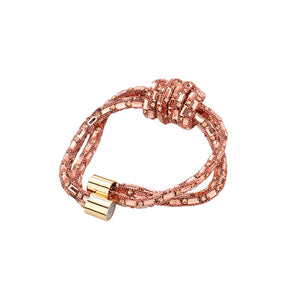 Peach Bling Knot Magnetic Bracelet, enhance your attire with this beautiful bracelet to show off your fun trendsetting style. It can be worn with any daily wear such as shirts, dresses, T-shirts, etc. It's a perfect birthday gift, anniversary gift, Mother's Day gift, holiday getaway, or any other event.