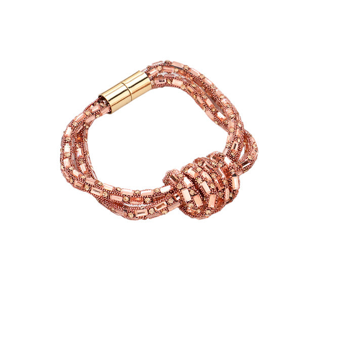 Peach Bling Knot Magnetic Bracelet, enhance your attire with this beautiful bracelet to show off your fun trendsetting style. It can be worn with any daily wear such as shirts, dresses, T-shirts, etc. It's a perfect birthday gift, anniversary gift, Mother's Day gift, holiday getaway, or any other event.