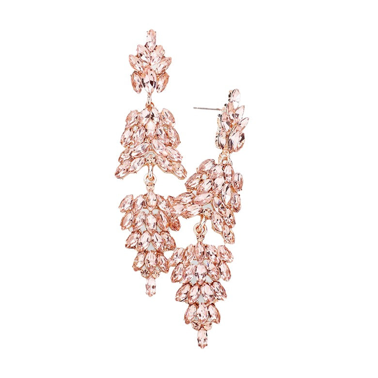 Peach Marquise Crystal Cluster Drop Evening Earrings, looks like the ultimate fashionista with these evening earrings! The perfect sparkling earrings adds a sophisticated & stylish glow to any outfit. Ideal for parties, weddings, graduation, prom, holidays, pair these earrings with any ensemble for a polished look.