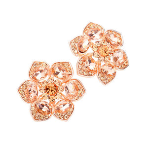peach Multi Stone Embellished Flower Evening Earrings, looks like the ultimate fashionista with these evening earrings! The perfect sparkling earrings adds a sophisticated & stylish glow to any outfit. Ideal for parties, weddings, graduation, prom, holidays, pair these earrings with any ensemble for a polished look.