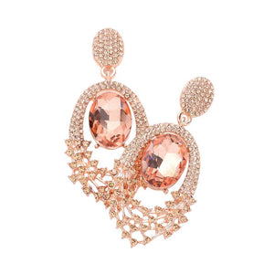 Peach Oval Stone Accented Dangle Evening Earrings, offer a classic silhouette with a modern twist. These earrings are sure to eye-catching element to any outfit. An excellent choice for wearing at outings, parties, events, etc. Awesome gift for birthdays, anniversaries, wives, girlfriends, lovers, friends, and mothers.