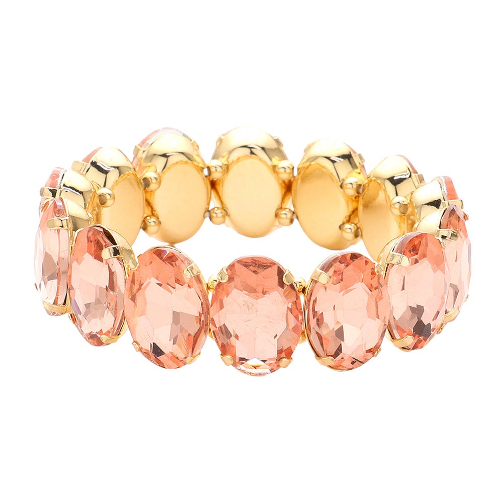 Peach Oval Stone Stretch Evening Bracelet, get ready with this oval stone bracelet to receive the best compliments on any special occasion. This classy evening bracelet is perfect for parties, Weddings, and Evenings. Awesome gift for birthdays, anniversaries, Valentine’s Day, or any special occasion.