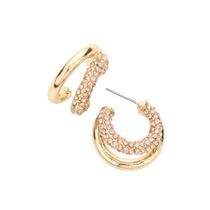 Peach Rhinestone Embellished Split Metal Hoop Earrings, get ready with these rhinestone hoop earrings to receive the best compliments on any special occasion. These classy rhinestone earrings are perfect for parties, Weddings, and Evenings. Awesome gift for birthdays, anniversaries, Valentine’s Day, or any special occasion.