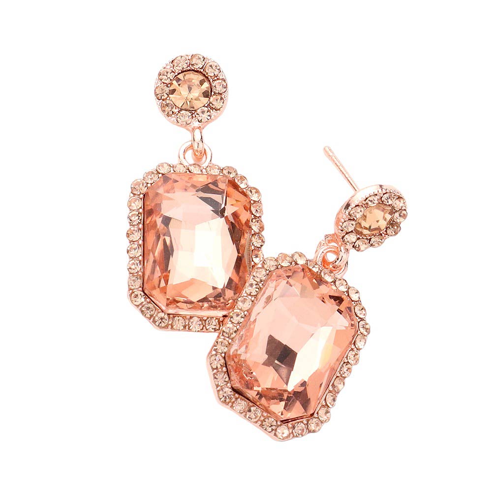 Peach Rhinestone Rectangle Stone Evening Earrings, boast an elegant, timeless design with glistening rhinestones to add a touch of sophistication to your look. The alloy metal is sturdy and durable, making these earrings perfect for any special occasion or day-to-day wear. An exquisite gift for loved ones on any special day.