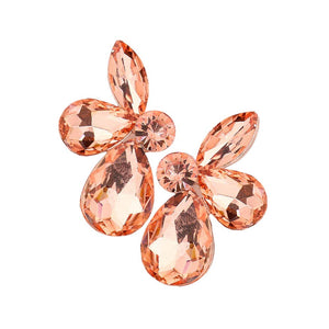 Peach Rose Gold Teardrop Marquise Stone Cluster Evening Earrings, look effortlessly elegant. This timeless design features a cluster of marquise cut stones set in sterling silver. The classic silhouette will shine with any formal attire. Perfect for any gift, birthday, etc. Thank you, or any other meaningful occasion. Stay elegant.