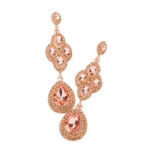 Peach Teardrop Stone Accented Dangle Evening Earrings, these stylish evening earrings feature a teardrop centerpiece with a stone accent. Crafted from high-quality material for lasting durability, they make a perfect addition to any formal outfit. Awesome gift for birthdays, anniversaries, wives, friends, and mothers.