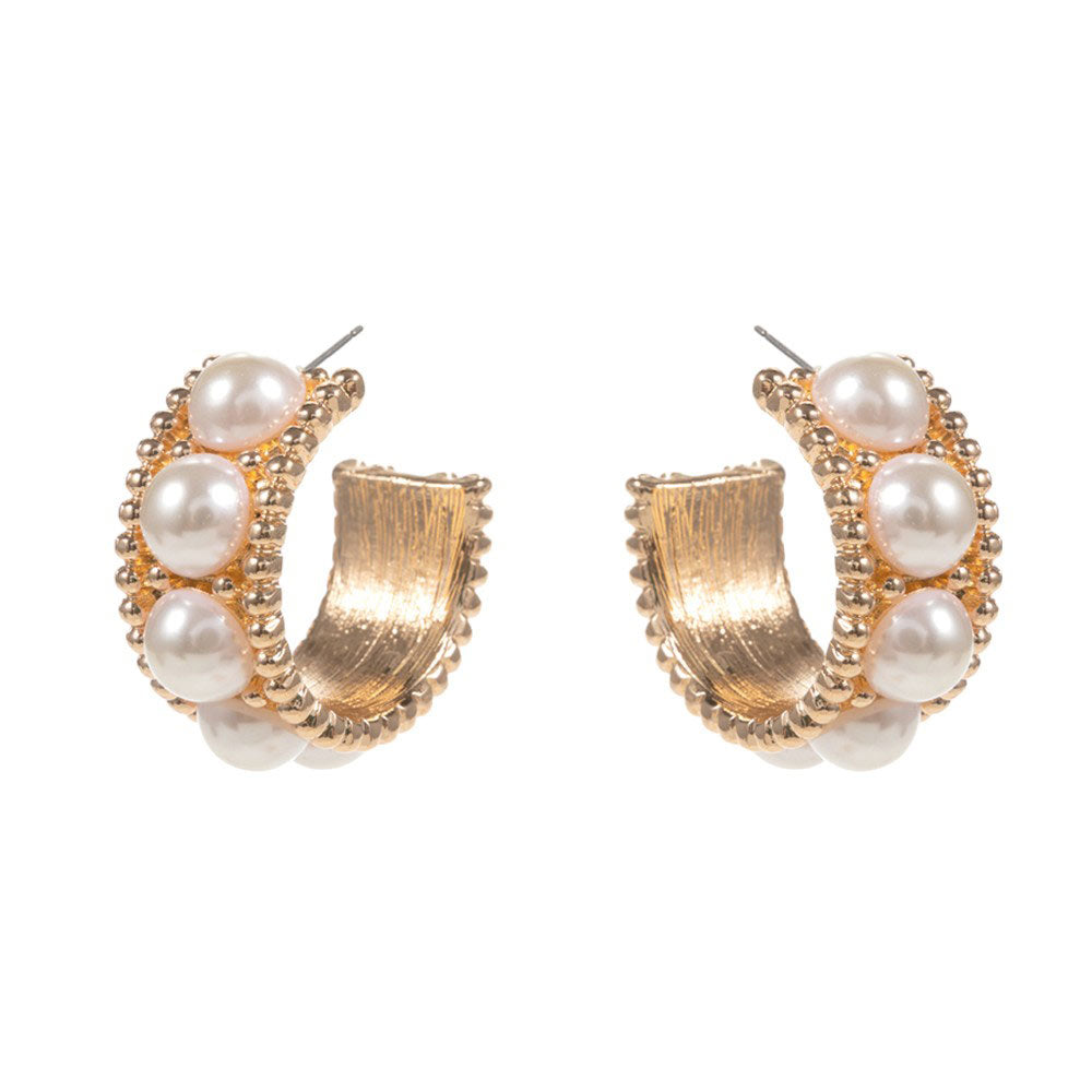 Pearl Pointed Hoop Earrings, These elegant earrings add a touch of sophistication to any outfit. The unique design features delicate pearls and a pointed hoop shape, creating a timeless and classic look. Made with high-quality materials, these earrings are a perfect addition to any jewelry collection.