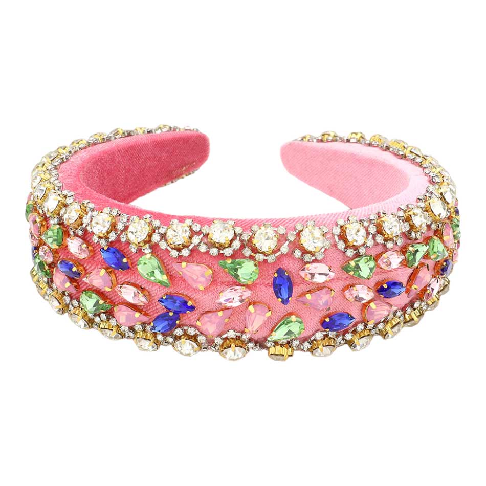 Pink Beautiful Multi Stone Embellished Headband, creates a natural & beautiful look while perfectly matching your color with the easy-to-use headband. Perfect for everyday wear, special occasions, outdoor festivals, and more. Awesome gift idea for your loved one or yourself.