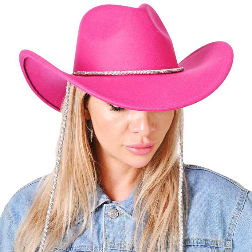 Pink Bling Band Strap Cowboy Fedora Panama Hat, is the perfect combination of style and sophisticated design. The luxurious hat features a sleek bling band strap, making it an ideal choice for any occasion. Perfect gift idea for fashion forwarded, traveler friends, and family members