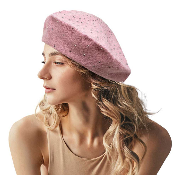 Pink Bling Solid Beret Hat, stay fashionable in any season with this stylish beret hat. Get stylish with this one-of-a-kind piece today! This is the perfect hat for any stylish outfit or winter dress. Perfect gift item for Birthdays, Christmas, Stocking stuffers, holidays, anniversaries, Valentine's Day, etc.