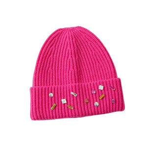 Pink Bling Stone Embellished Knit Beanie Hat, wear this beautiful beanie hat with any ensemble for the perfect finish before running out the door into the cool air. The hat is made in a unique style and it's richly warm and comfortable for winter and cold days. Perfect gift item for all occasions.