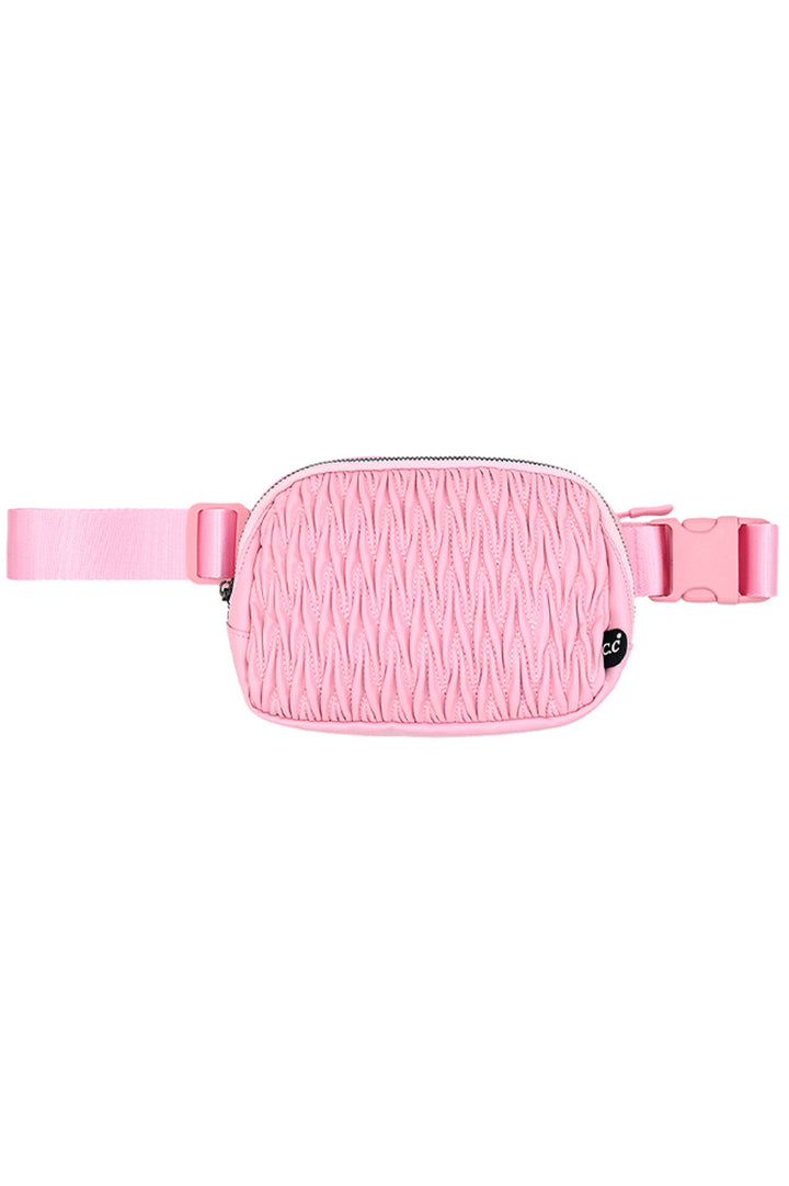 Pink The C.C Materasse Embodiment Fanny Pack offers a sleek and stylish way to carry your essentials. With its durable materasse material and spacious design, this pack provides both functionality and fashion. Perfect for travel or everyday use.