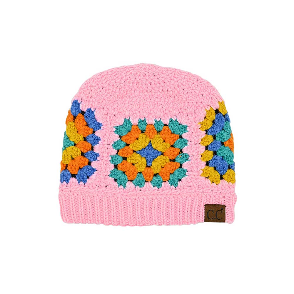 Pink C.C Multi Color Crochet Beanie, is the perfect accessory, featuring a unique multi-color design, lightweight construction, and an adjustable fit. The soft crochet accent adds a delightful touch of fun to any outfit. Awesome winter gift accessory for birthdays, Christmas, holidays, and anniversaries, to your friends.