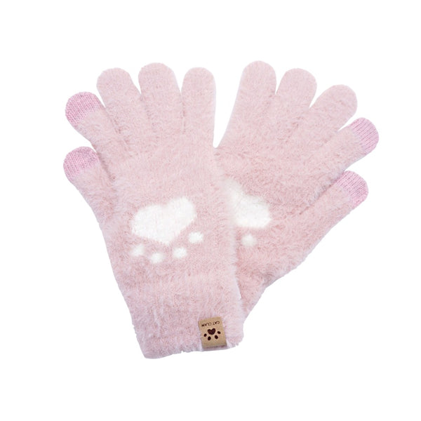 Pink Cat Paw Pointed Smart Touch Gloves, Perfect for staying connected while keeping your hands warm. The unique cat paw design adds a touch of fun to these functional gloves. With smart touch technology, you can use your devices without taking them off. Stay warm and connected with these stylish gloves.