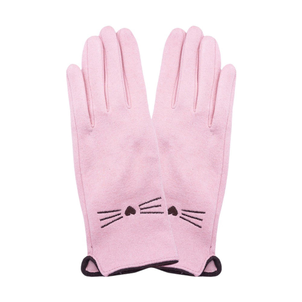 Pink-Cat Pointed Faux Suede Smart Touch Gloves, keep your hands warm and stylish while using your smartphone. Made with faux suede, they provide a comfortable fit and a cute cat design. Stay connected and fashionable this winter. It is an incomparable gift to the one you love the most.