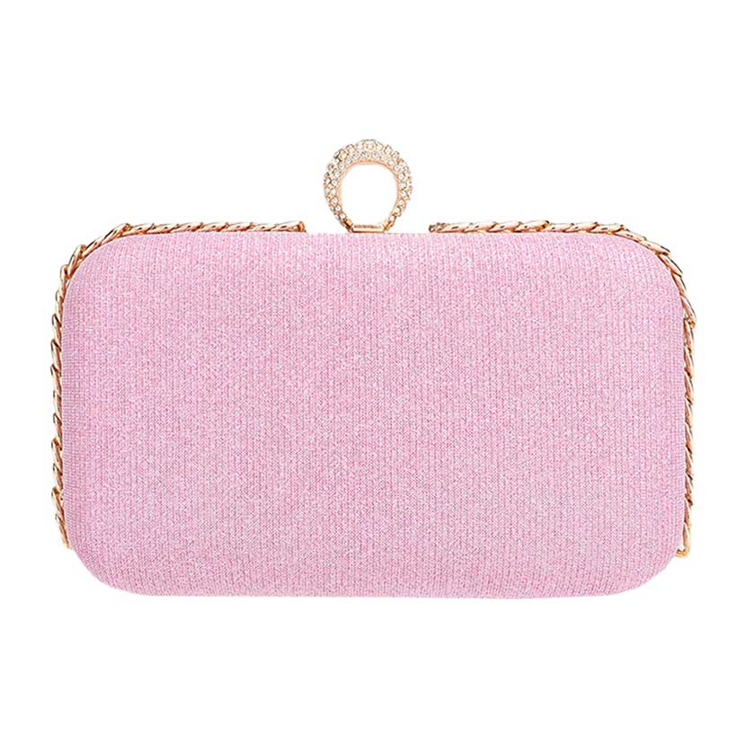 Pink Chain Detailed Shimmery Evening Clutch Crossbody Bag, is beautifully designed and fit for all occasions & places. Perfect for makeup, money, credit cards, keys or coins, and many more things. This crossbody bag feature contains a detachable shoulder chain and clasp closure that makes your life easier and trendier.