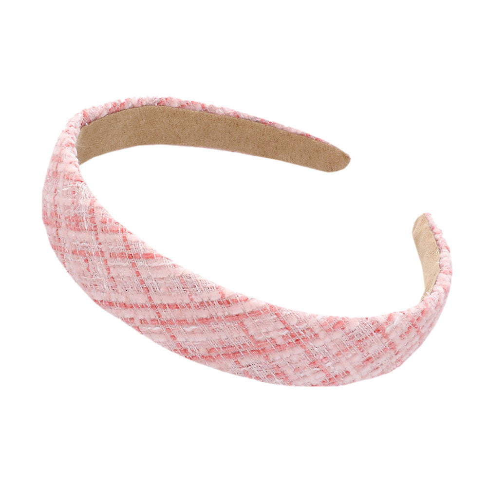 Pink Check Patterned Tweed Headband, create a natural & beautiful look while perfectly matching your color with the easy-to-use check patterned headband. Push your hair back and spice up any plain outfit with this headband!