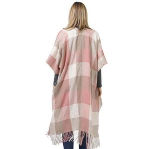 Pink Check Patterned Vest, with the latest trend in ladies' outfit cover-up! the high-quality knit poncho is soft, comfortable, and warm but lightweight. It's perfect for your daily, casual, party, evening, vacation, and other special events outfits. A fantastic gift for your friends or family.