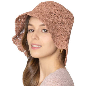 Pink Crochet Straw Bucket Hat, Stay cool with our stylish summer hat! Made with lightweight, breathable materials, this hat is perfect for sunny days. Plus, the intricate crochet design adds a touch of charm to any outfit. Keep the sun out of your eyes while looking stylish - what's not to love? Grab yours today!