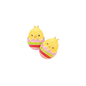 Pink Enamel Easter Egg Chick Stud Earrings. These cute and playful earrings featuring enamel Easter egg shapes will add a touch of festive charm to any outfit. Made with high-quality materials, they are the perfect accessory to celebrate the season. It's a Unique Easter Studs Earrings.