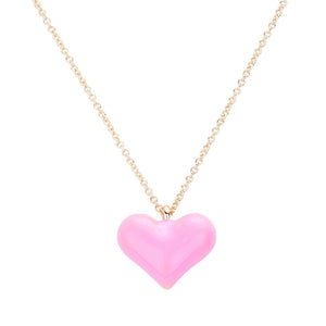 Pink Enamel Heart Pendant Necklace, Show off your love with our Pendant Necklace. This necklace features a beautiful enamel heart pendant that is both stylish and durable. With its elegant design and high-quality materials, it is the perfect accessory to add to any outfit. Express your love with this must-have necklace.