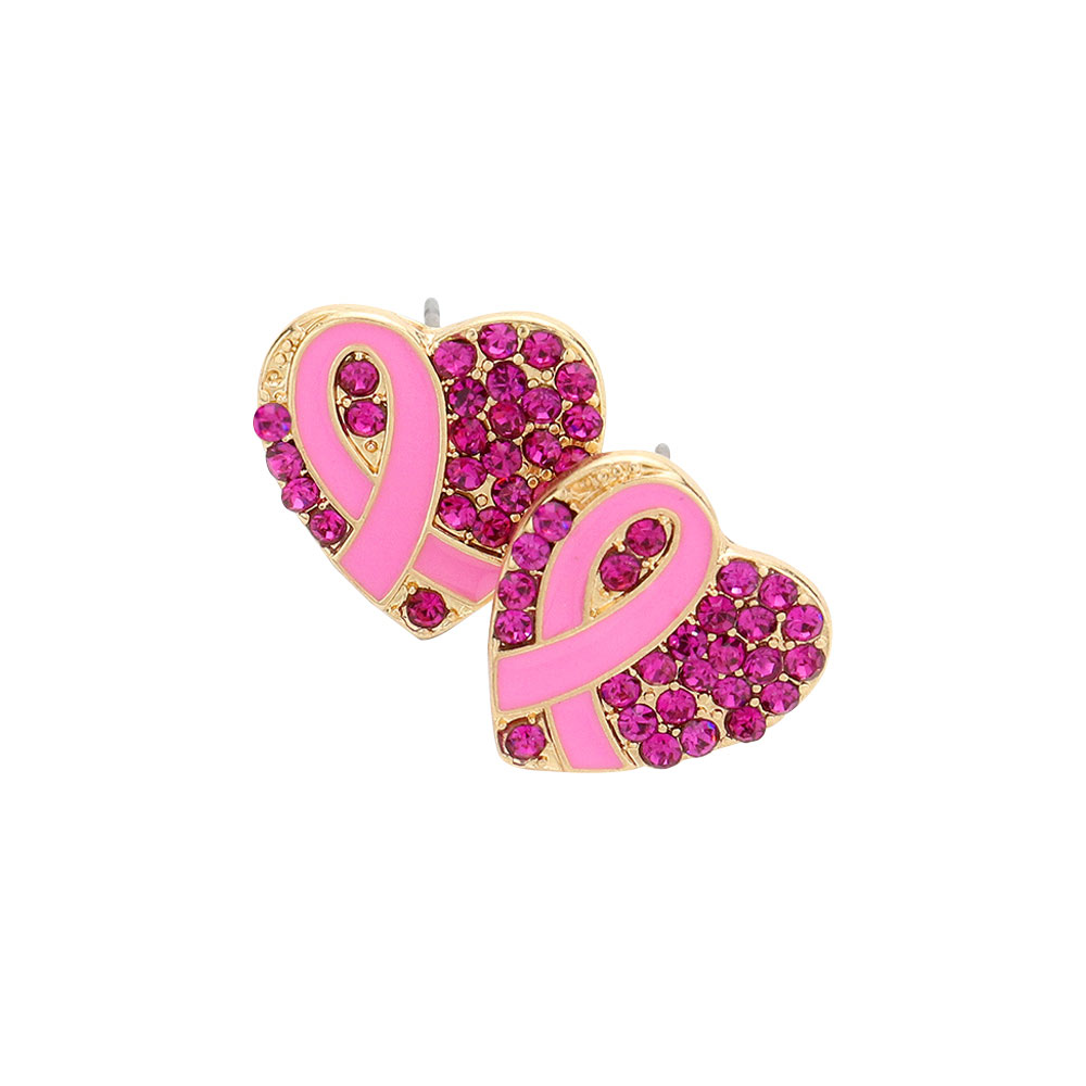 These Enamel Pink Ribbon Rhinestone Heart Stud Earrings make a beautiful and meaningful statement of support for breast cancer survivors. Crafted with attention to detail and quality, these earrings are a great way to show your love and appreciation.