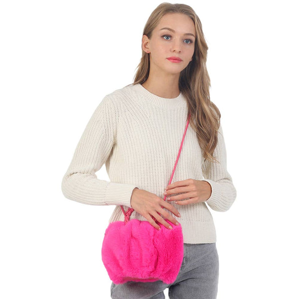 Pink Faux Fur Tote Crossbody Bag, is perfect to carry all your handy items with ease. This faux fur tote bag features a top zipper closure for security that makes your life easier and trendier. It's very easy to carry with your hands. This is the perfect gift idea for a holiday, Christmas, anniversary, Valentine's Day, etc.