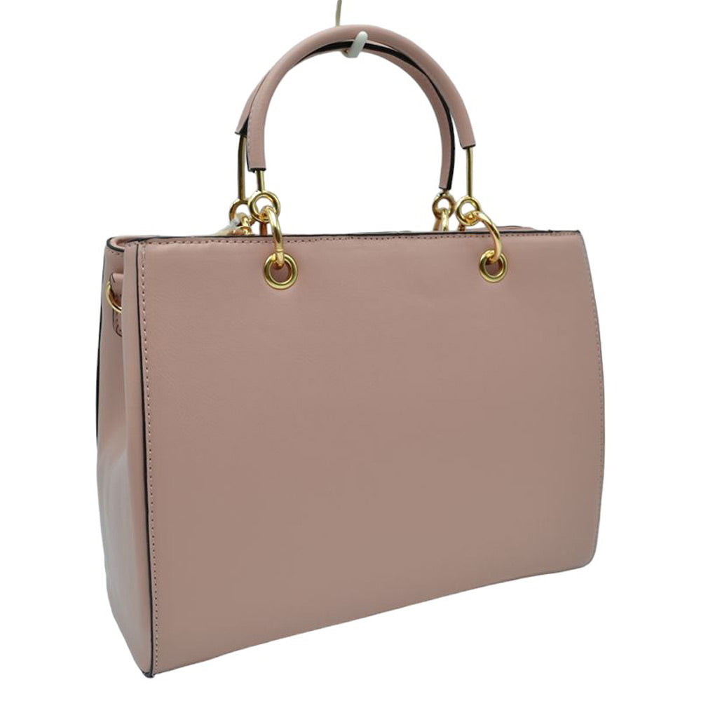 Pink Faux Leather Metal Link Round Top Handle Tote Bag, is perfect for your daily errands or night out. Crafted with superior faux leather and metal link detail, this tote bag is suitable for everyday use. The round top handle makes it easy to slip on and off your shoulder. An excellent bag for any occasion. 