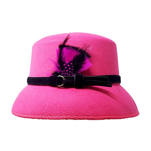 Pink Feather Pointed Felt Hat, is perfect for any occasion. Crafted from blended material, this hat features a stunning feather point design and a comfortable inner lining that will keep you warm and stylish. It ensures a secure fit making it a nice gift choice for those you care about. Look sharp in this classic hat.