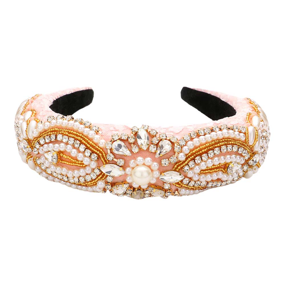 Pink Floral Pearl Stone Embellished Padded Headband, be the ultimate trendsetter & be prepared to receive compliments wearing this Padded headband with all your stylish outfits! Perfect for everyday wear, outdoor festivals, and many more. Awesome gift idea for your loved one or yourself.
