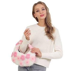 Pink Flower Cluster Faux Fur Tote Bag, is perfect to carry all your handy items with ease. This faux fur tote bag features a top zipper closure for security that makes your life easier and trendier. This is the perfect gift idea for a birthday, holiday, Christmas, anniversary, Valentine's Day, etc.