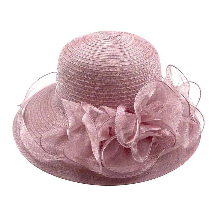 Pink Flower Organza Dressy Hat, is an elegant and high-fashion accessory for your modern couture. Unique and elegant hats, family, friends, and guests are guaranteed to be astonished by this flower-dressy hat. This hat will be perfect for Tea Parties, Concerts, Evening Wear, Ascot, Races, Photo Shoots, etc.