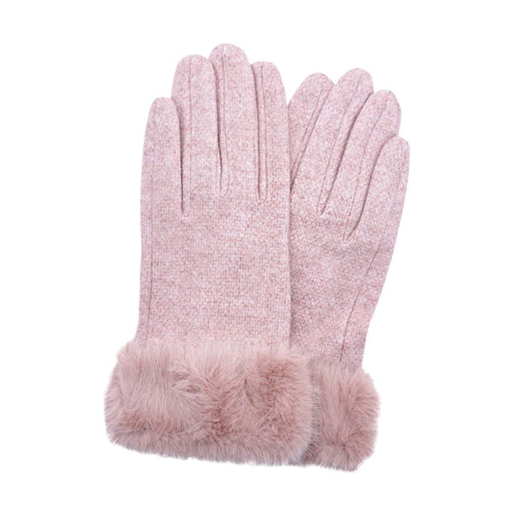 Pink-Fuzzy Fux Fur Collar Smart Touch Gloves, Soft fur collar adds a touch of luxury, while the smart touch technology allows you to use your phone or tablet without taking off your gloves. Experience stylish functionality in the cold weather. It is an incomparable gift to the one you love the most.