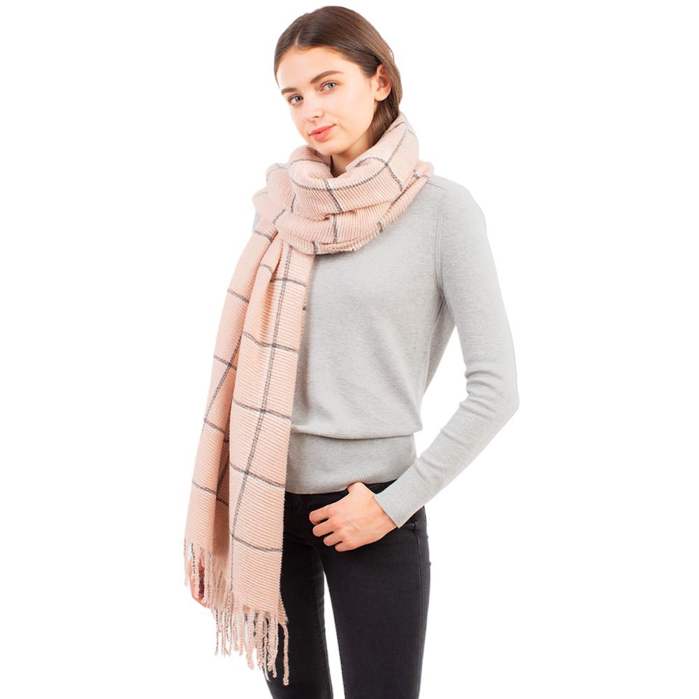 Pink Glitter Checker Pattern With Tassel Scarf, is the perfect addition to any outfit. Crafted from a lightweight, breathable fabric, it has a glitter checker pattern and tassels for a sophisticated look. It's a perfect gift choice for loved ones on cold ace. Enjoy all-day comfort and effortless style with this scarf. 