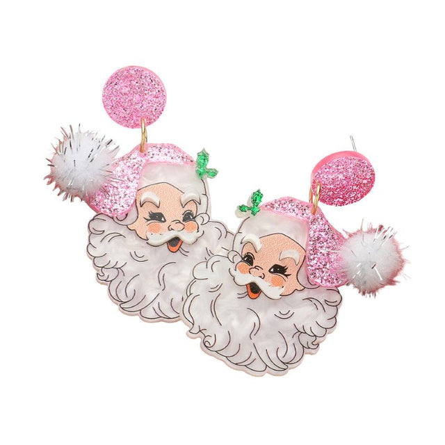 Celebrate the season with these retro Santa pom earrings, featuring playful detailing and a joyful festive design. Perfect for adding cheerful sparkle to your holiday look, they bring vintage charm and lighthearted spirit to parties, gatherings, and winter fun.