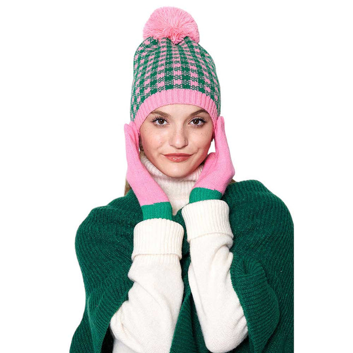 Pink Green Color Block Ribbed Touch Smart Gloves, crafted from a soft, luxe ribbed fabric, these gloves feature specialized conductive fingertips to keep you in touch with your technology while keeping you warm. A pair of these gloves are awesome winter gift for your family, friends, anyone you love, and even yourself. 