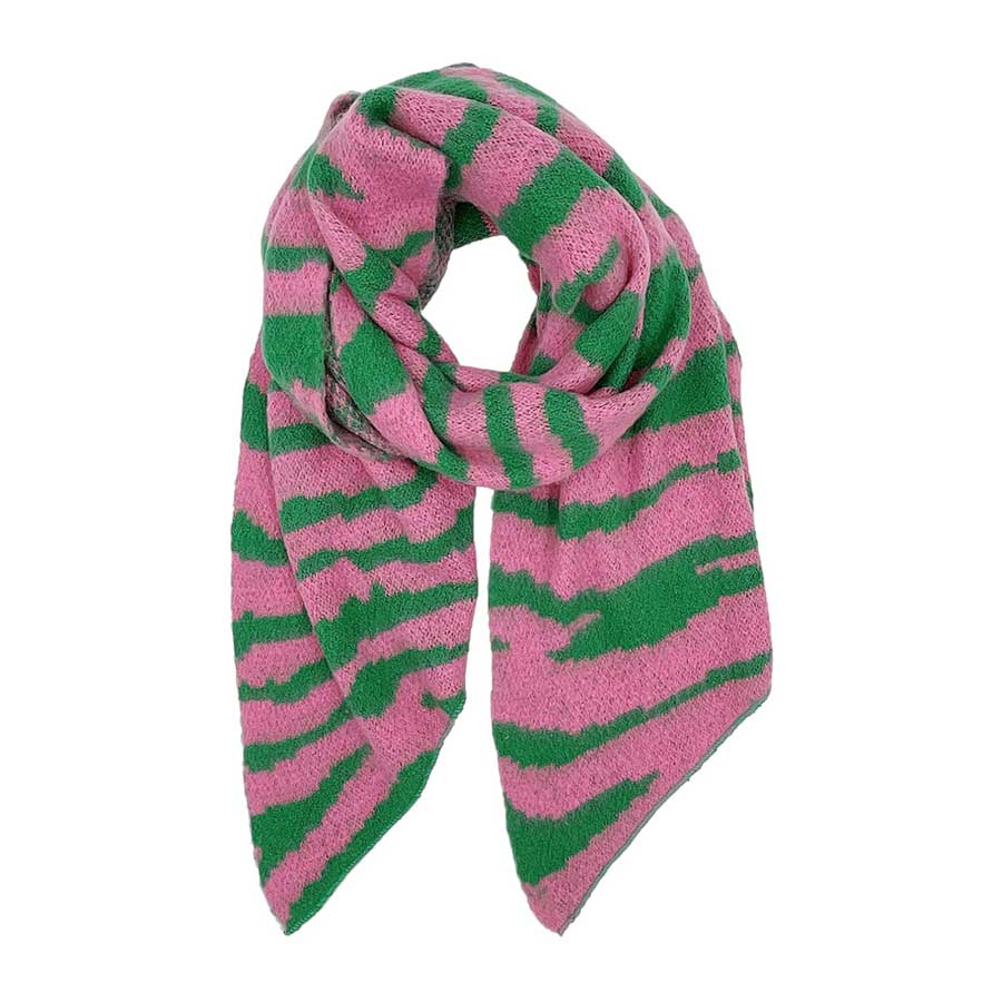 Pink Green Zebra Patterned Scarf, is the perfect way to make a fashion statement. Crafted from premium quality fabrics, the scarf features a combination of bold colors that will make any outfit look chic and stylish. An excellent gift for your friends, family members, and acquaintances this winter.