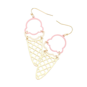 Pink Ice Cream Dangle Earrings, ice cream dangle earrings are fun handcrafted jewelry that fits your lifestyle, adding a pop of pretty color. Enhance your attire with these vibrant artisanal earrings to show off your fun trendsetting style. Great gift idea for your Wife, Mom, or your Loving One.