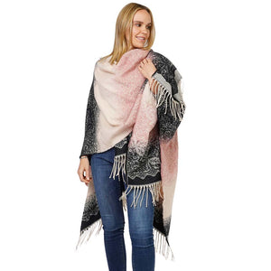 Pink Lace Textured Ombre Cape Poncho, With the latest trend in ladies' outfit cover-up! the high-quality knit poncho is soft, comfortable, and warm but lightweight. It's perfect for your daily, casual, party, evening, vacation, and other special events outfits. A fantastic gift for your friends or family.