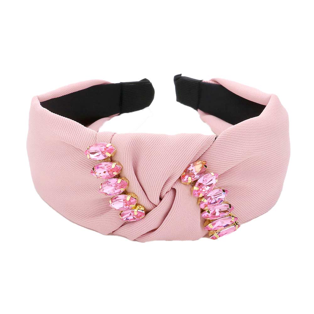 Pink Marquise Stone Embellished Knot Burnout Headband, get ready with this marquise stone knot headband to receive the best compliments on any special occasion. This classy marquise stone headband is perfect for parties, Weddings, and Evenings. Awesome gift for anniversaries, Valentine’s Day, or any special occasion.